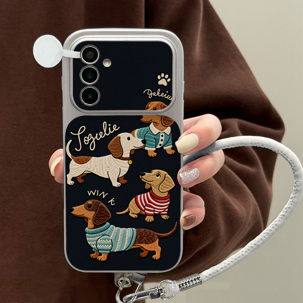 Camera Leather Case - 만화 닥스훈트 휴대폰 케이스 삼성 A56