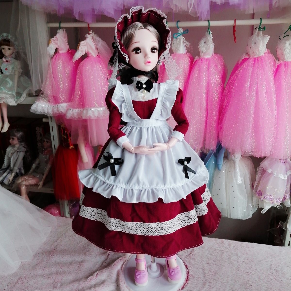 Collectible Vintage Matches - 45cm 60cm Bjd 인형용 빈티지 버건디