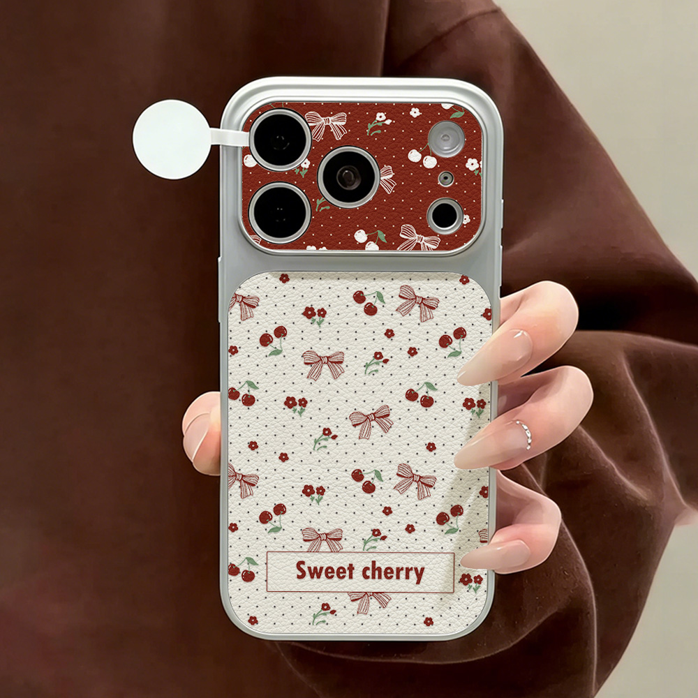 Camera Leather Case - 스윗 체리 보우 가죽 폰 케이스