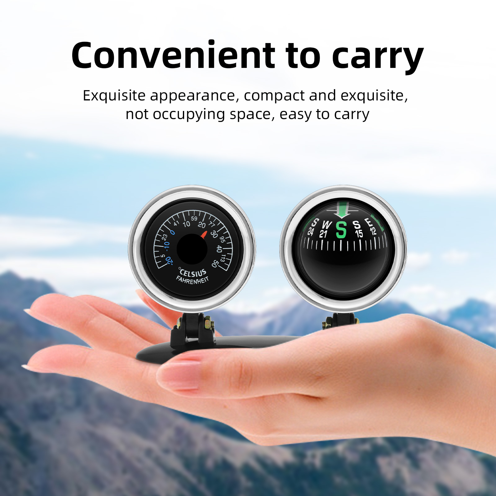 Analog Meter Gauge - 자동차 장식품 나침반 온도계 가이드 볼