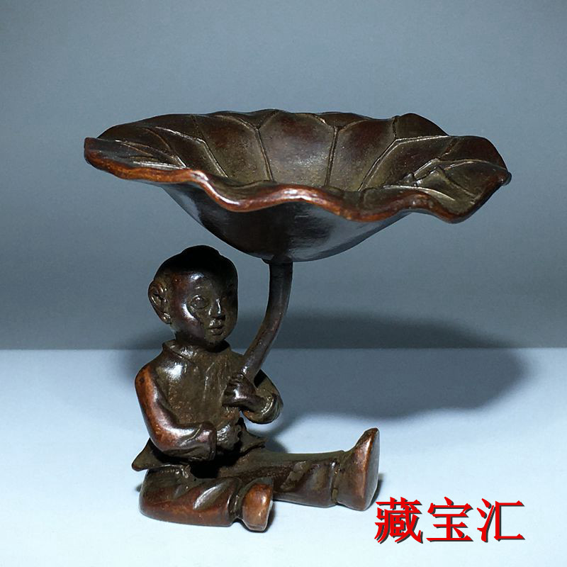 Vintage Collectible Items - 빈티지 골동품 연잎 어린이 청동상 시골풍