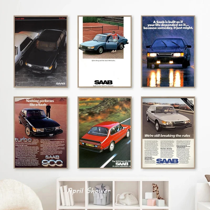 Vintage Collectible Posters - 클래식 빈티지 사브 900 터보 자동차