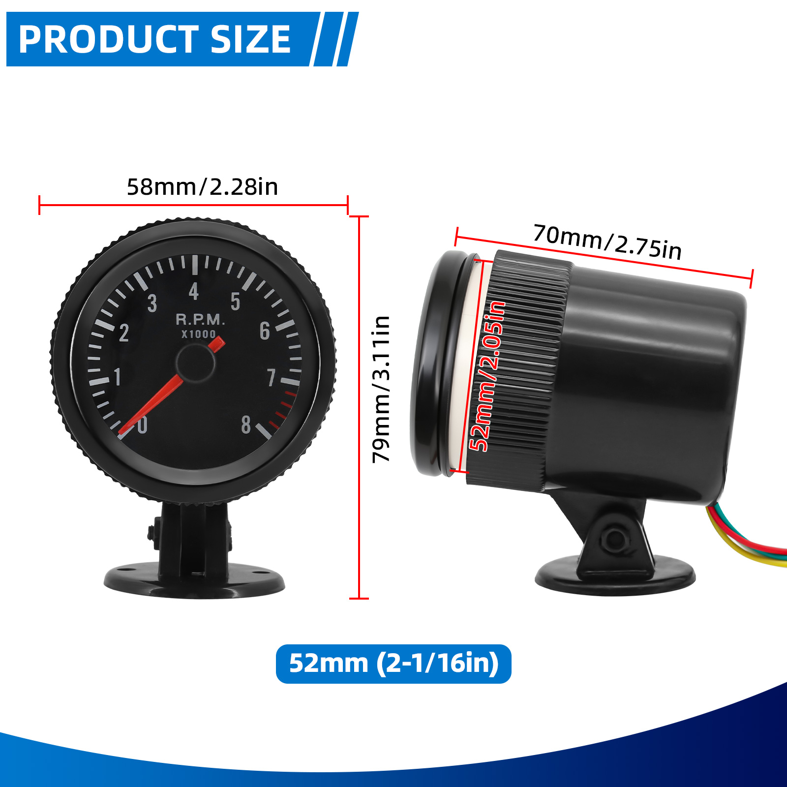 2인치 52mm 타코미터 자동차 미터 RPM 게이지 0 - Analog Meter Gauge 리뷰 및 가격